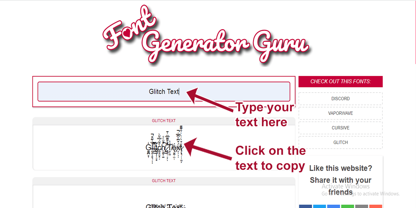 Glitch Text Font Generator